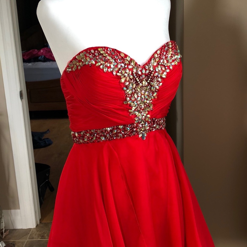 Red studded Cinderella gown